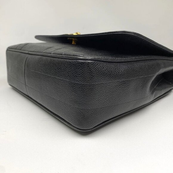 Authentic CHANEL CC Caviar Vertical Quilted Kelly Flap Bag Black Purse Handle - Picture 8 of 11